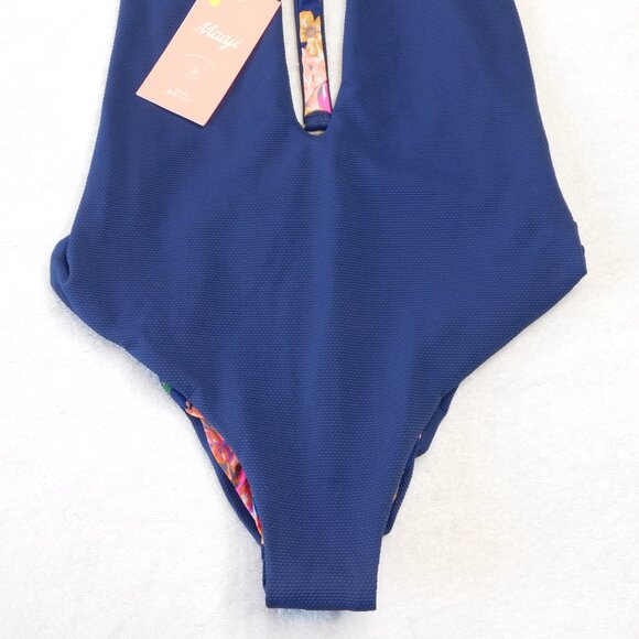 Maaji Dunes Reversible One Piece Swimsuit | Navy Blue & Flowers | NWT | Med - Picture 6 of 13